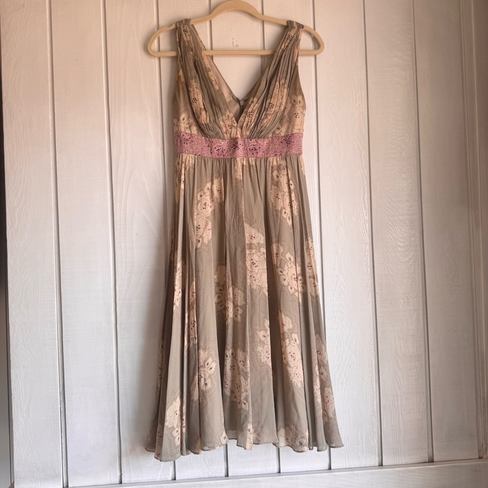 Vintage Tadashi Floral Silk Sleeveless Dress